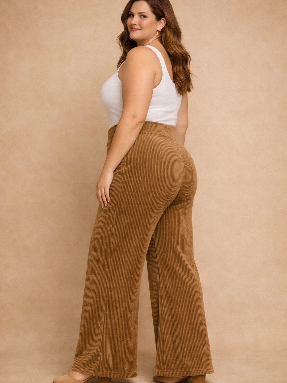 No Boundaries Wide-Leg Corduroy Pants in Caramel